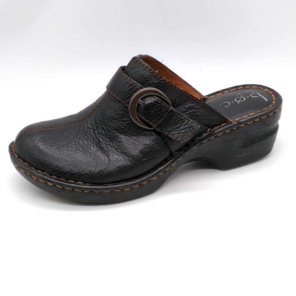 b.o.c. Shoes Womens Black 8 Leather Mules Slip On Clogs Walking Casual BC9457